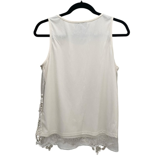 Cynthia Rowley Lace Mesh Embroidered Sleeveless Blouse Ivory Womens Size Medium - Picture 7 of 7